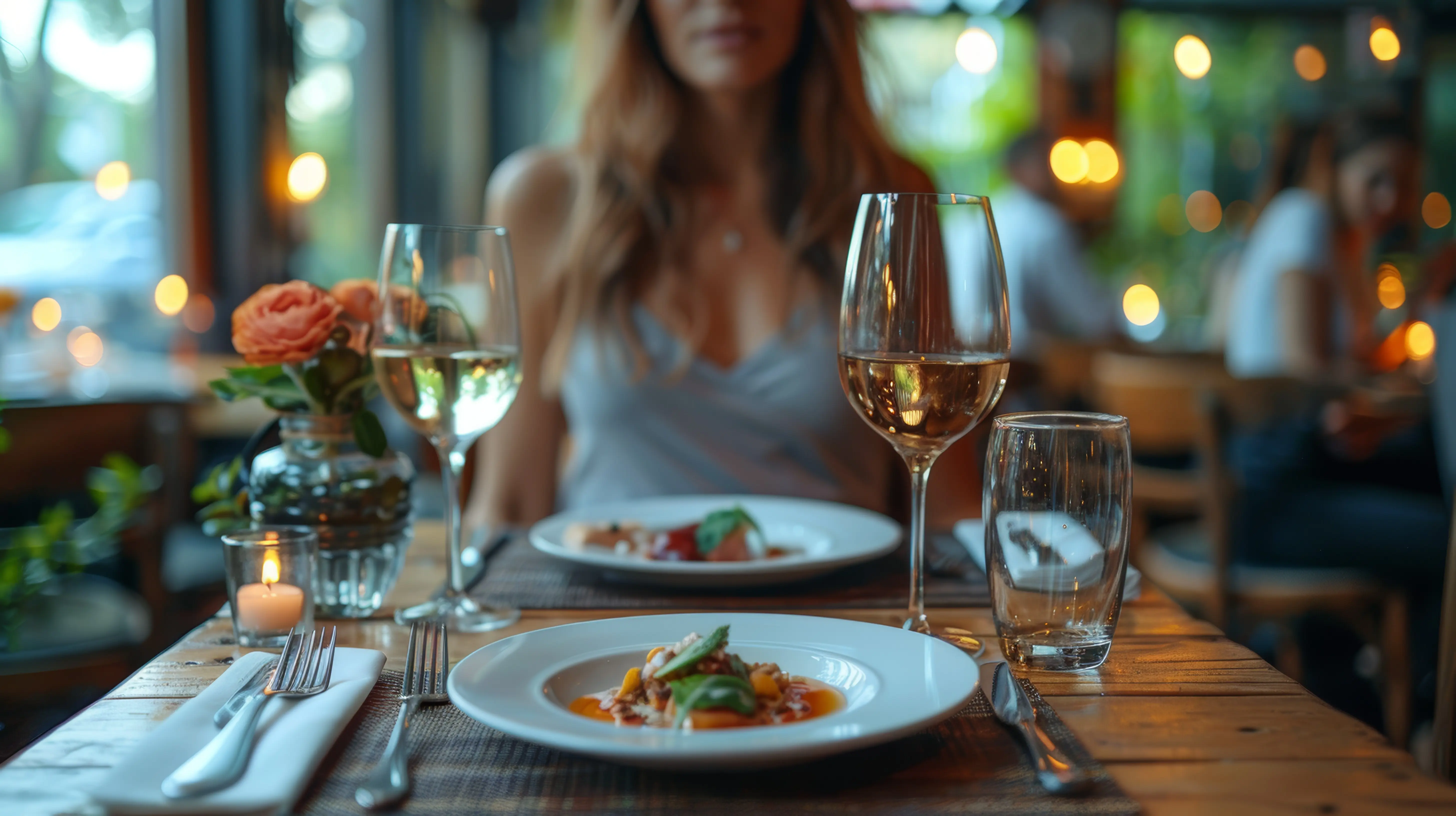 Businesswoman listening to a presentation by restaurant owners on generative AI